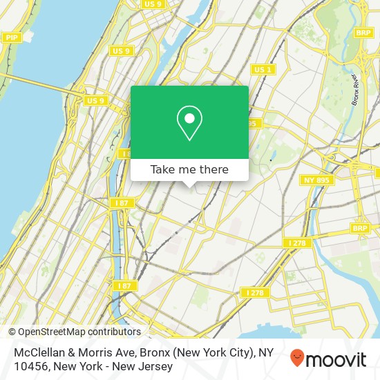 Mapa de McClellan & Morris Ave, Bronx (New York City), NY 10456