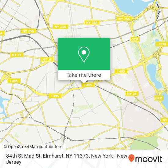 Mapa de 84th St Mad St, Elmhurst, NY 11373