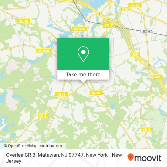 Mapa de Overlea CR-3, Matawan, NJ 07747