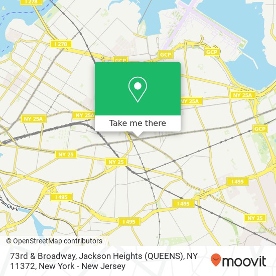 Mapa de 73rd & Broadway, Jackson Heights (QUEENS), NY 11372