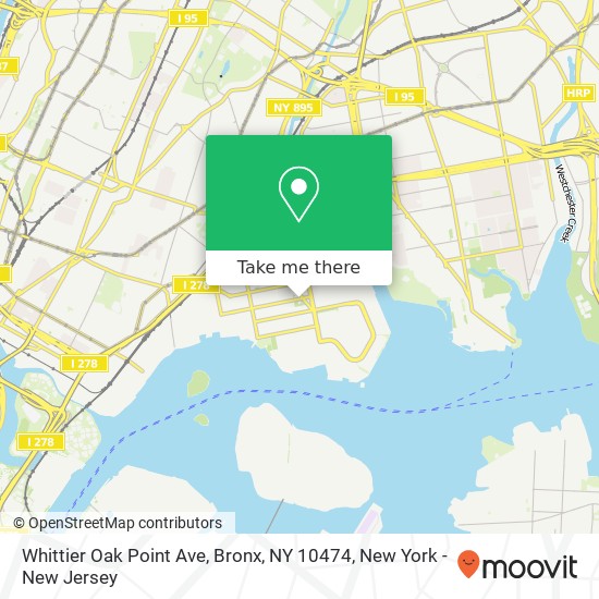 Mapa de Whittier Oak Point Ave, Bronx, NY 10474