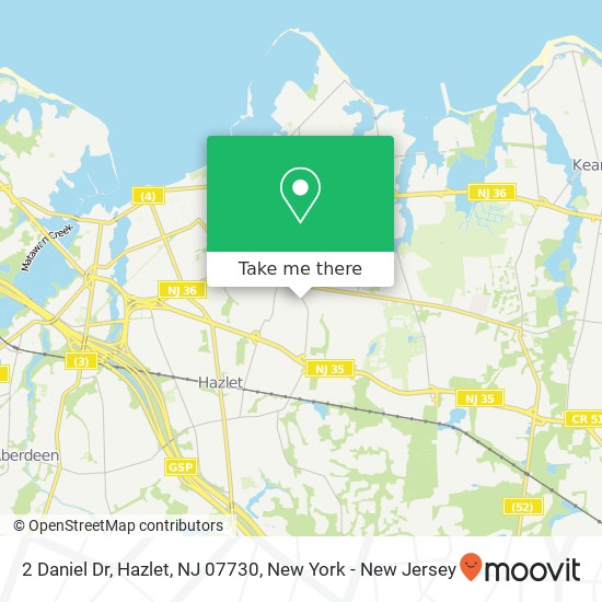 Mapa de 2 Daniel Dr, Hazlet, NJ 07730