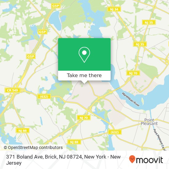 Mapa de 371 Boland Ave, Brick, NJ 08724