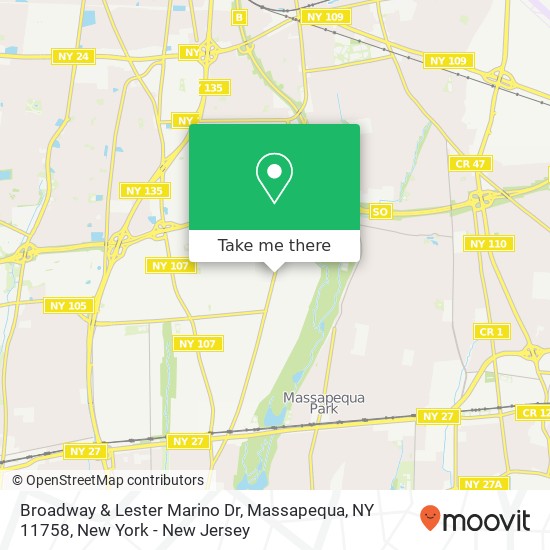 Broadway & Lester Marino Dr, Massapequa, NY 11758 map