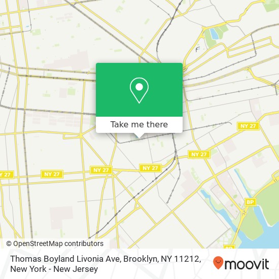 Mapa de Thomas Boyland Livonia Ave, Brooklyn, NY 11212