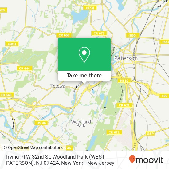 Irving Pl W 32nd St, Woodland Park (WEST PATERSON), NJ 07424 map