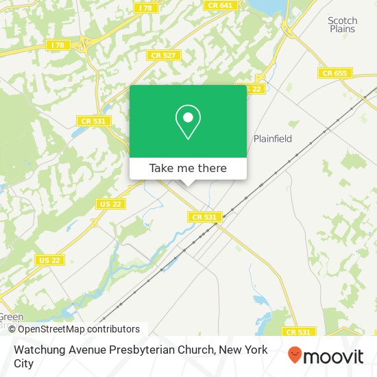 Watchung Avenue Presbyterian Church map