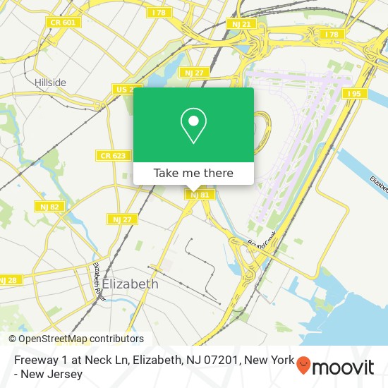 Freeway 1 at Neck Ln, Elizabeth, NJ 07201 map