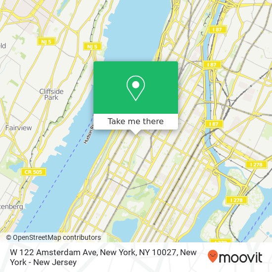 Mapa de W 122 Amsterdam Ave, New York, NY 10027