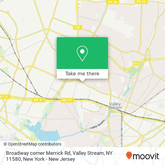 Mapa de Broadway corner Merrick Rd, Valley Stream, NY 11580