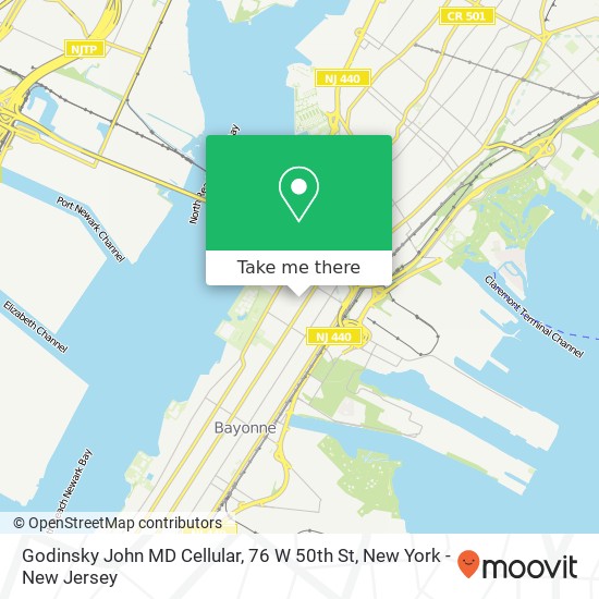 Mapa de Godinsky John MD Cellular, 76 W 50th St