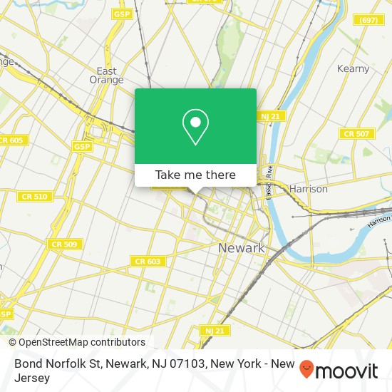 Mapa de Bond Norfolk St, Newark, NJ 07103