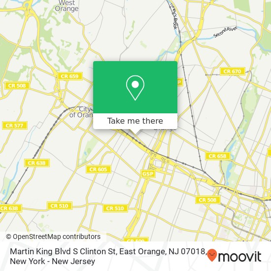 Martin King Blvd S Clinton St, East Orange, NJ 07018 map