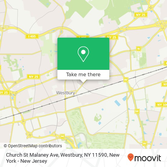 Mapa de Church St Malaney Ave, Westbury, NY 11590