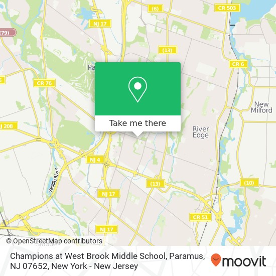 Champions at West Brook Middle School, Paramus, NJ 07652 map