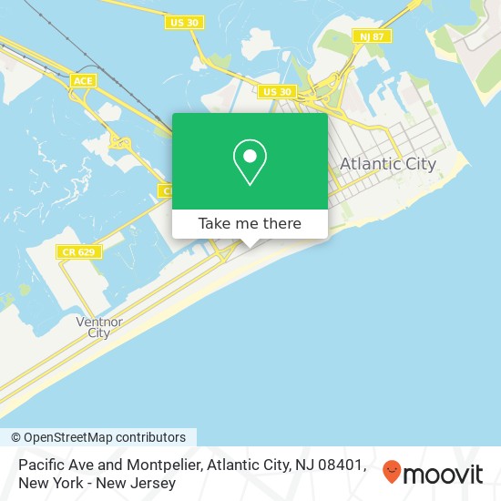 Mapa de Pacific Ave and Montpelier, Atlantic City, NJ 08401