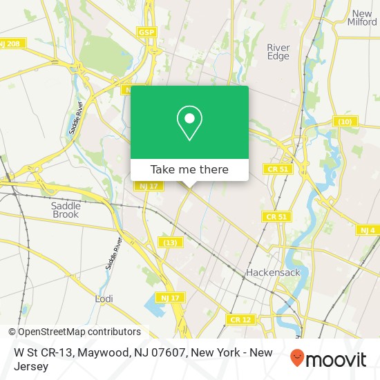 Mapa de W St CR-13, Maywood, NJ 07607