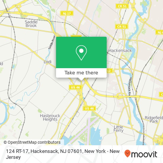 Mapa de 124 RT-17, Hackensack, NJ 07601