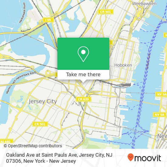 Mapa de Oakland Ave at Saint Pauls Ave, Jersey City, NJ 07306