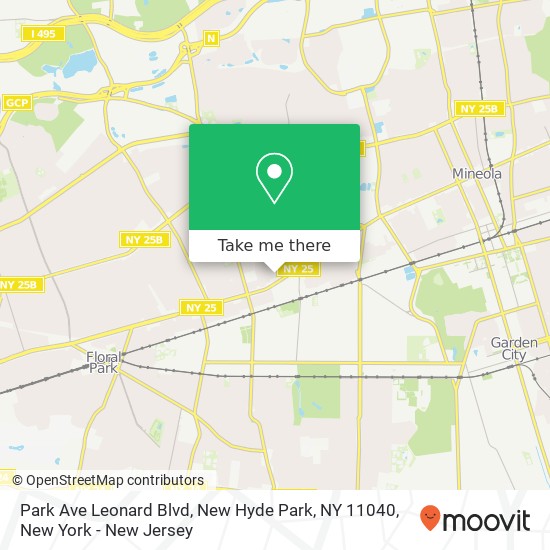 Mapa de Park Ave Leonard Blvd, New Hyde Park, NY 11040