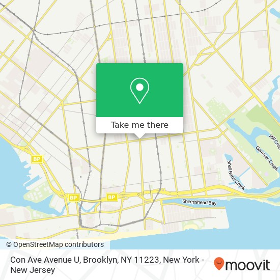 Mapa de Con Ave Avenue U, Brooklyn, NY 11223