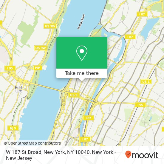 W 187 St Broad, New York, NY 10040 map