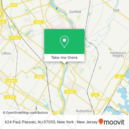 Mapa de 624 Paul, Passaic, NJ 07055