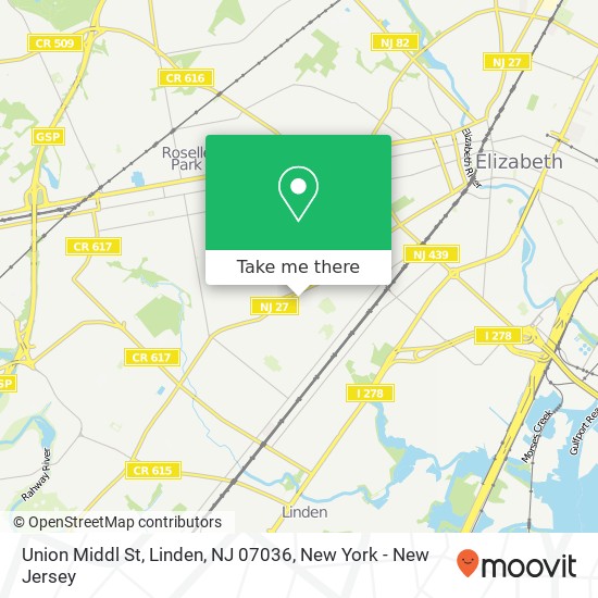Mapa de Union Middl St, Linden, NJ 07036