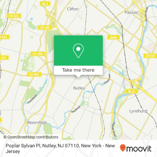 Poplar Sylvan Pl, Nutley, NJ 07110 map