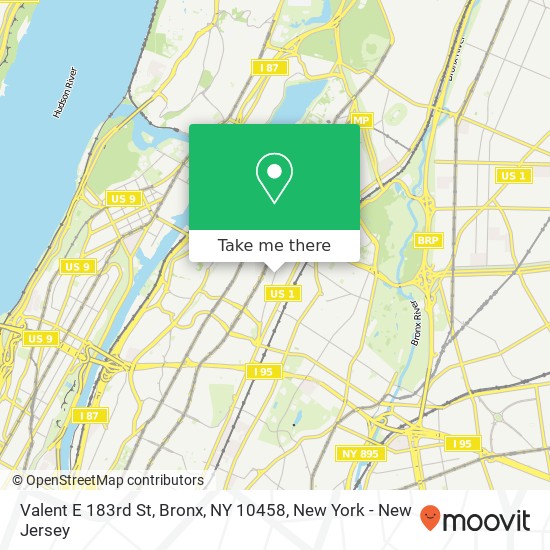 Mapa de Valent E 183rd St, Bronx, NY 10458