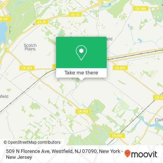 Mapa de 509 N Florence Ave, Westfield, NJ 07090