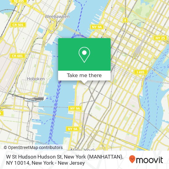 Mapa de W St Hudson Hudson St, New York (MANHATTAN), NY 10014