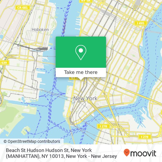 Mapa de Beach St Hudson Hudson St, New York (MANHATTAN), NY 10013