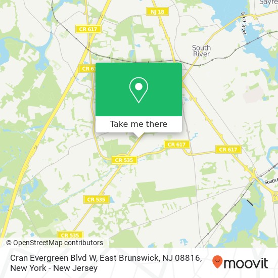 Cran Evergreen Blvd W, East Brunswick, NJ 08816 map