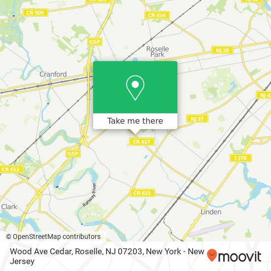Mapa de Wood Ave Cedar, Roselle, NJ 07203