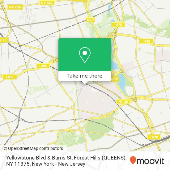 Mapa de Yellowstone Blvd & Burns St, Forest Hills (QUEENS), NY 11375