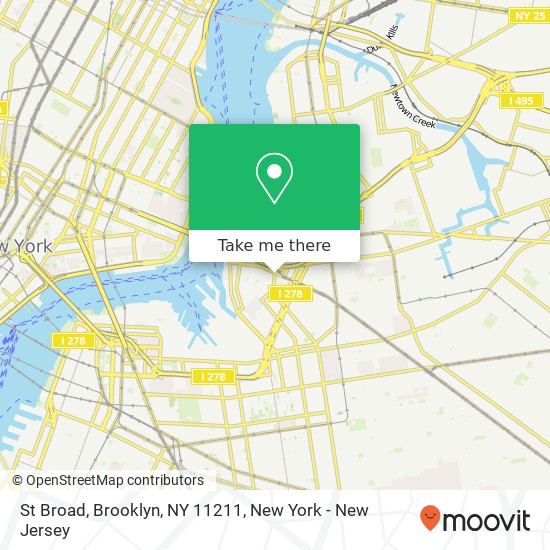 Mapa de St Broad, Brooklyn, NY 11211