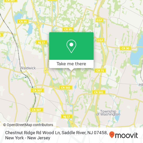 Mapa de Chestnut Ridge Rd Wood Ln, Saddle River, NJ 07458