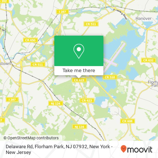 Mapa de Delaware Rd, Florham Park, NJ 07932