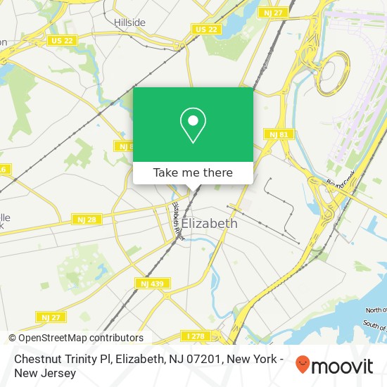 Mapa de Chestnut Trinity Pl, Elizabeth, NJ 07201