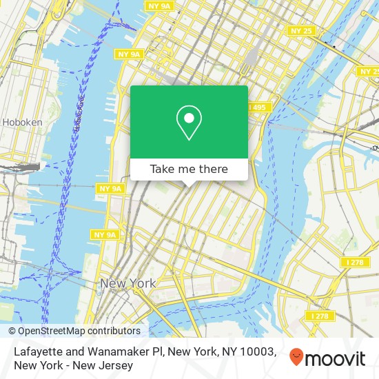 Mapa de Lafayette and Wanamaker Pl, New York, NY 10003