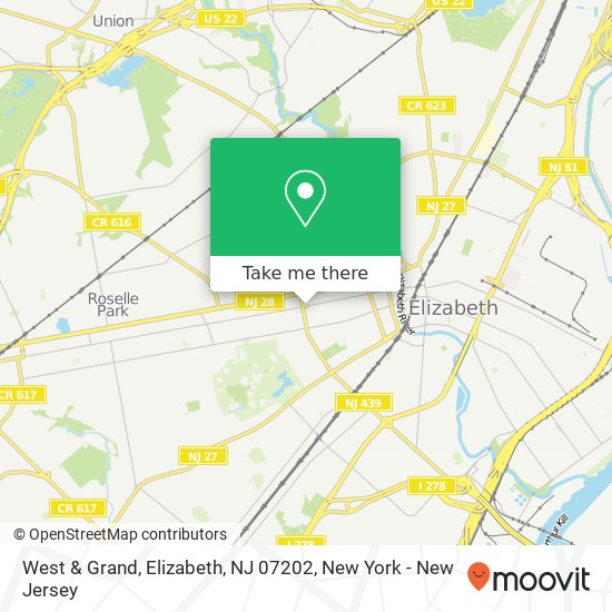 Mapa de West & Grand, Elizabeth, NJ 07202