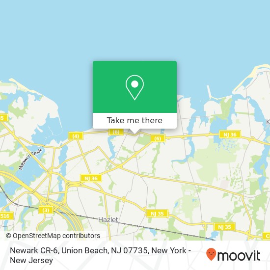 Mapa de Newark CR-6, Union Beach, NJ 07735