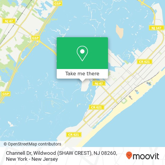 Mapa de Channell Dr, Wildwood (SHAW CREST), NJ 08260
