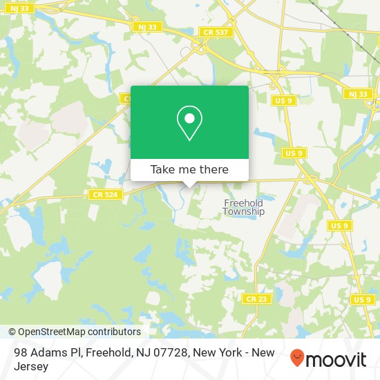 Mapa de 98 Adams Pl, Freehold, NJ 07728