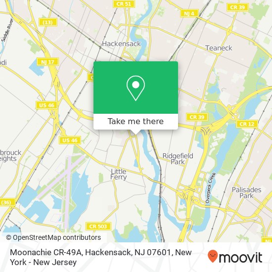 Mapa de Moonachie CR-49A, Hackensack, NJ 07601