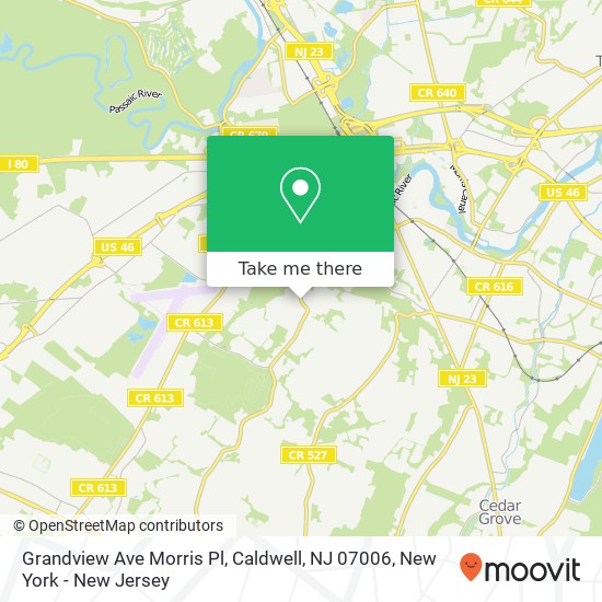 Mapa de Grandview Ave Morris Pl, Caldwell, NJ 07006