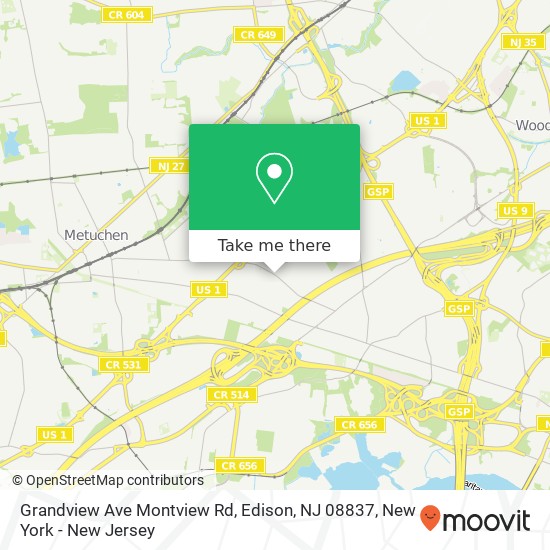 Mapa de Grandview Ave Montview Rd, Edison, NJ 08837