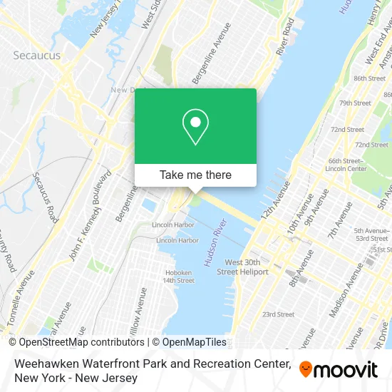 Weehawken Waterfront Park and Recreation Center map