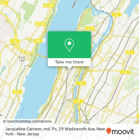 Mapa de Jacqueline Carreno, md. Pc, 29 Wadsworth Ave